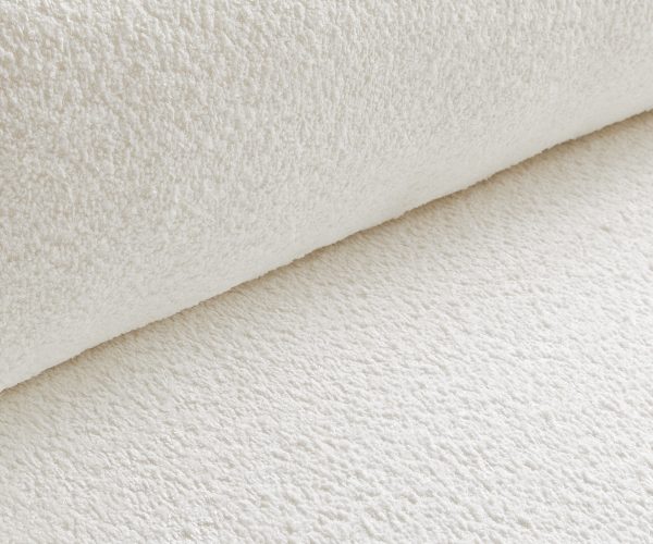 Rohová pohovka Lanzo D 260x160 cm bouclé krémovo-bílá variabilní lenoška s taburetem - Image 3