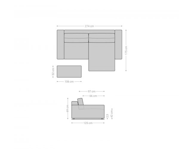 Sarokkanapé Lanzo XL 270x180 cm kordbársony bézs változtatható rekamié puffal - Image 7