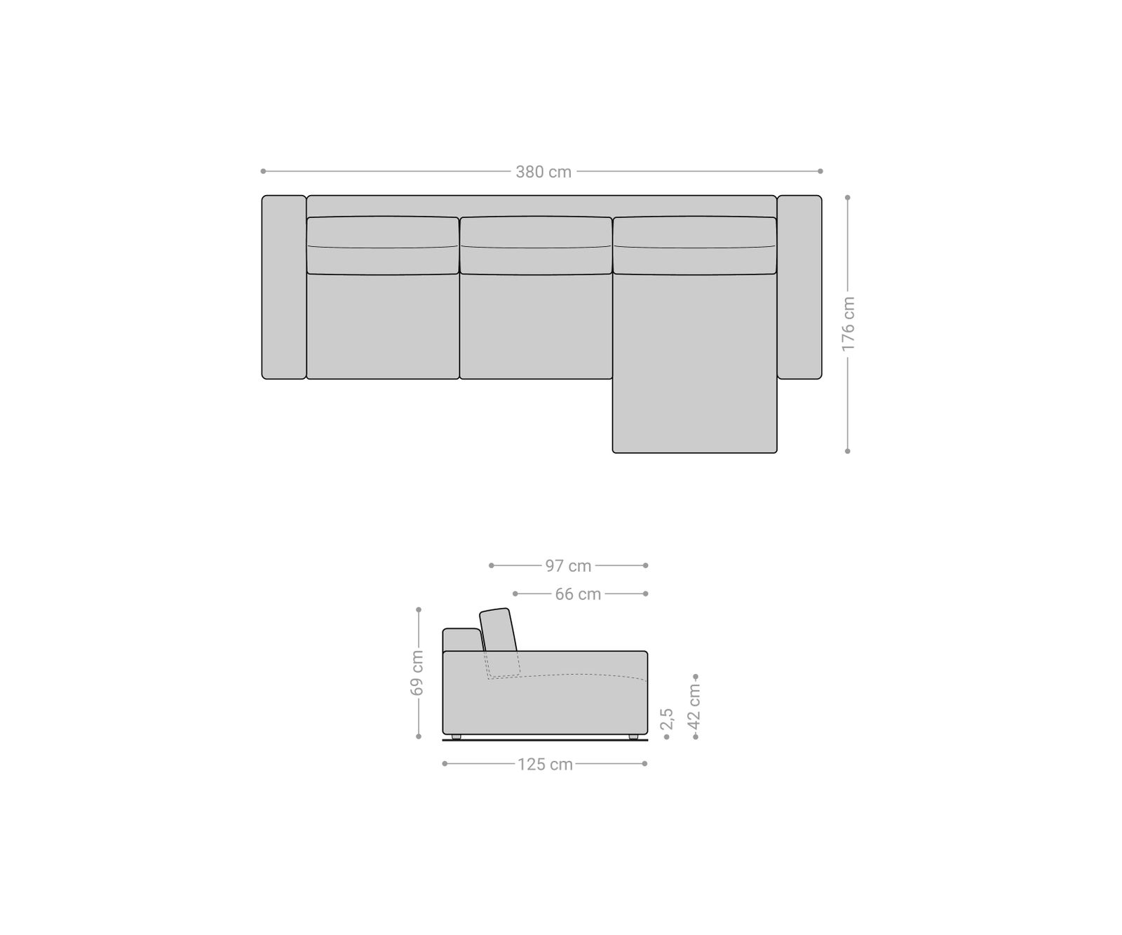 Rohová pohovka Lanzo XL 380x175 cm manšestr béžová variabilní lenoška - Image 6