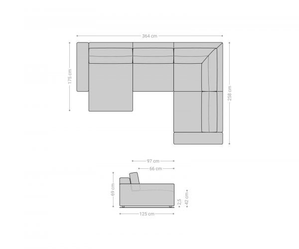 "U alakú kanapé Lanzo XL 360x260 cm kordbársony bézs rekamié változtatható" - Image 6