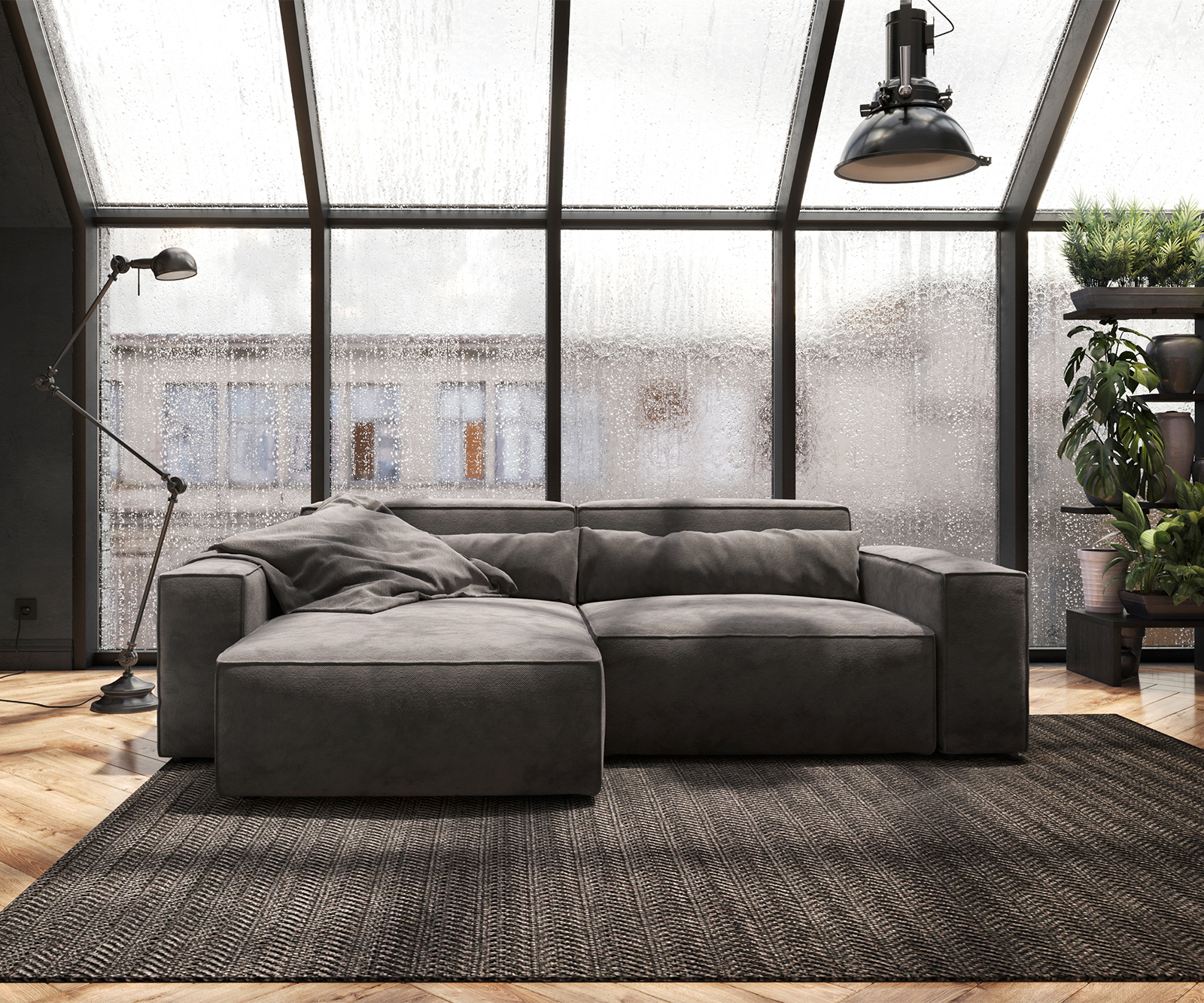 Sarokkanapé Sirpio 230x150 cm mikroszálas khaki-barna rekamié változtatható - Image 2