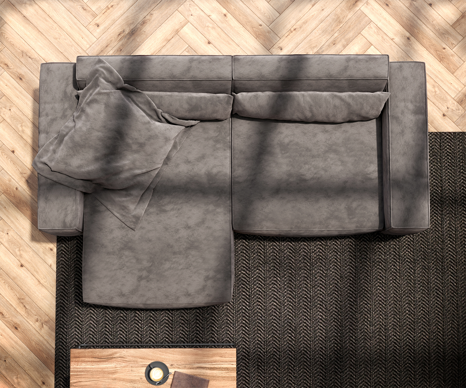 Sarokkanapé Sirpio 230x150 cm mikroszálas khaki-barna rekamié változtatható - Image 6