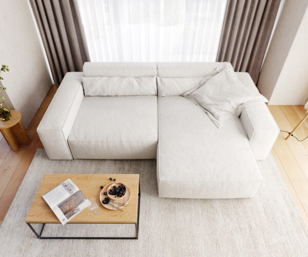 Sarokkanapé Sirpio XL 270x170 cm bouclé krémfehér rekamié változtatható - Image 6