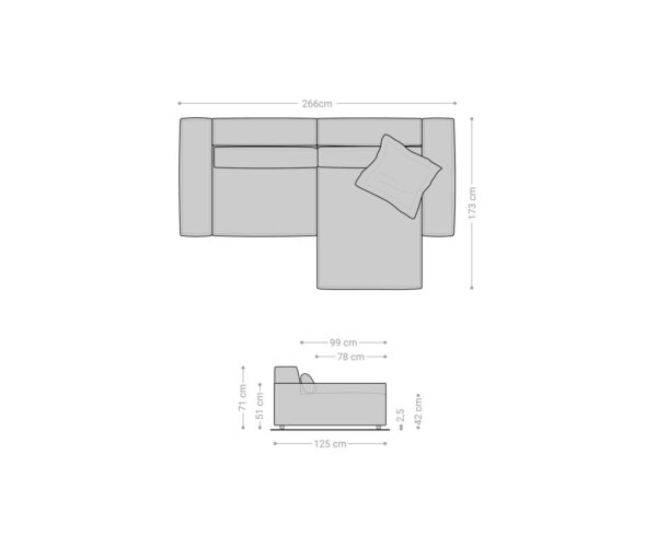 Sarokkanapé Sirpio XL 270x170 cm bouclé krémfehér rekamié változtatható - Image 7