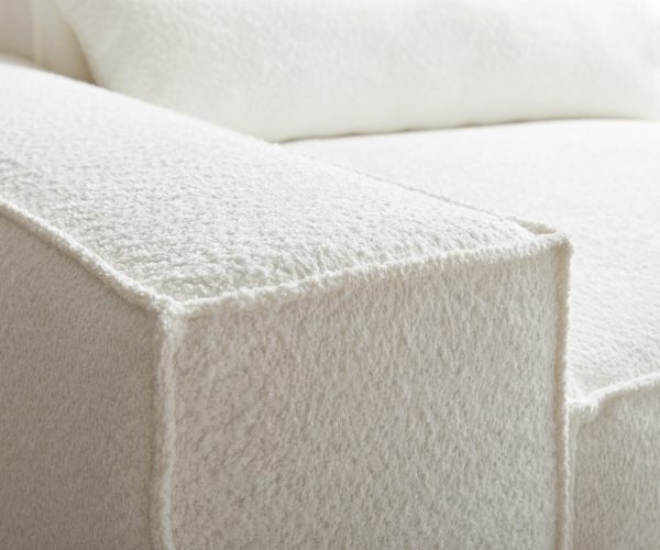 Sarokkanapé Sirpio XL 270x170 cm bouclé krémfehér variálható rekamié puffal - Image 4