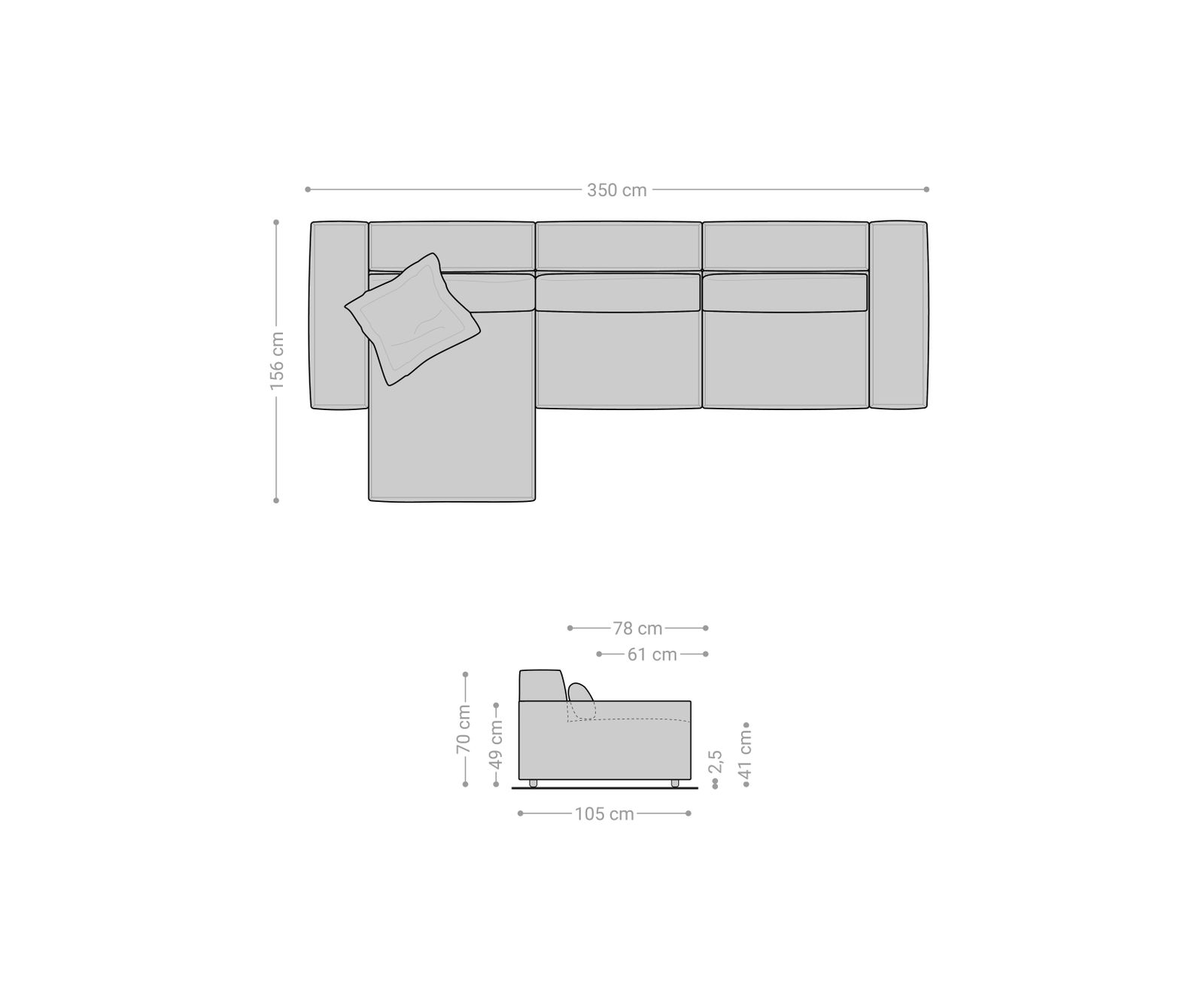 Sarokkanapé Sirpio L 350x160 cm bouclé krémfehér rekamié változtatható - Image 7