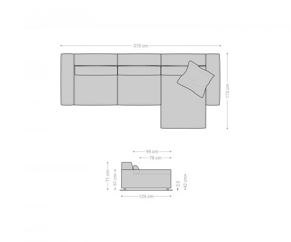 Sarokkanapé Sirpio XL 370x170 cm mikroszálas khaki-barna rekamié változtatható - Image 9