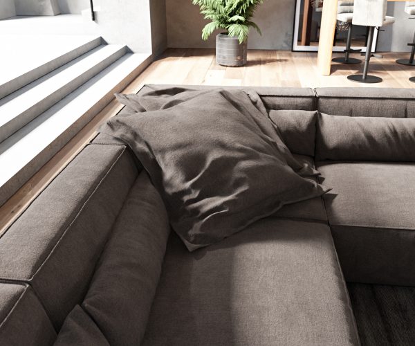 "U alakú kanapé Sirpio L 330x230 cm mikroszálas khaki-barna rekamié változtatható" - Image 6