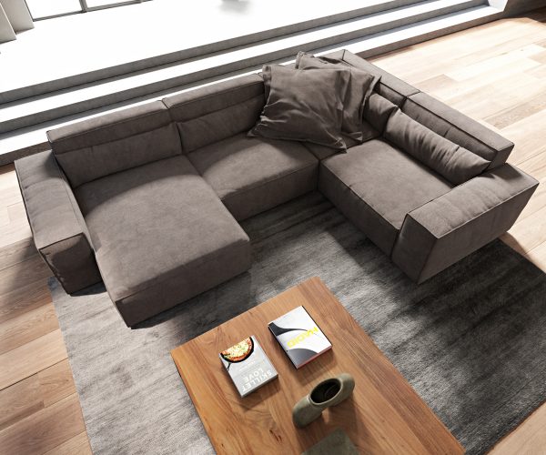 "U alakú kanapé Sirpio L 330x230 cm mikroszálas khaki-barna rekamié változtatható" - Image 4