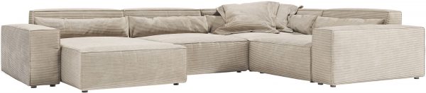 "U alakú kanapé Sirpio XL 360x260 cm kordbársony bézs rekamié változtatható" - Image 6