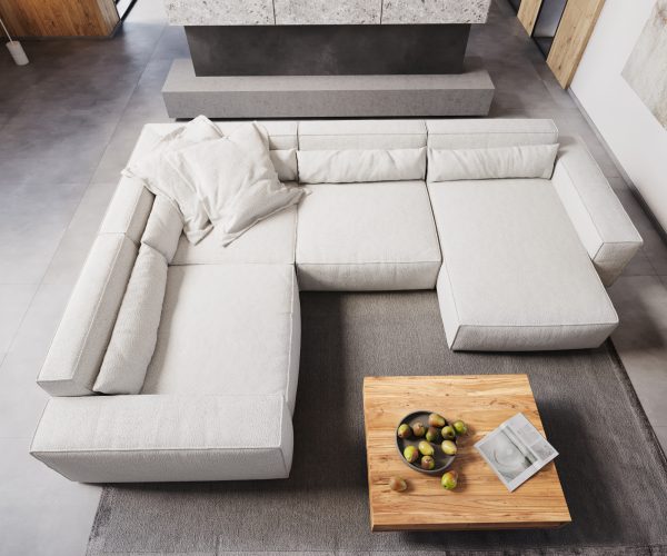 "U alakú kanapé Sirpio XL 360x260 cm bouclé krémfehér rekamié változtatható" - Image 6