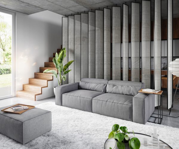 Velká pohovka Sirpio D 250x105 cm mikrovlákno šedá s taburetem