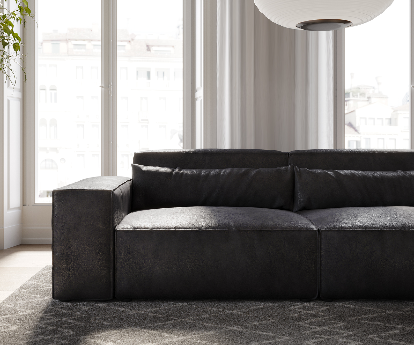 Nagy kanapé Sirpio 230x90 cm bőr imitáció vintage antracit - Image 5