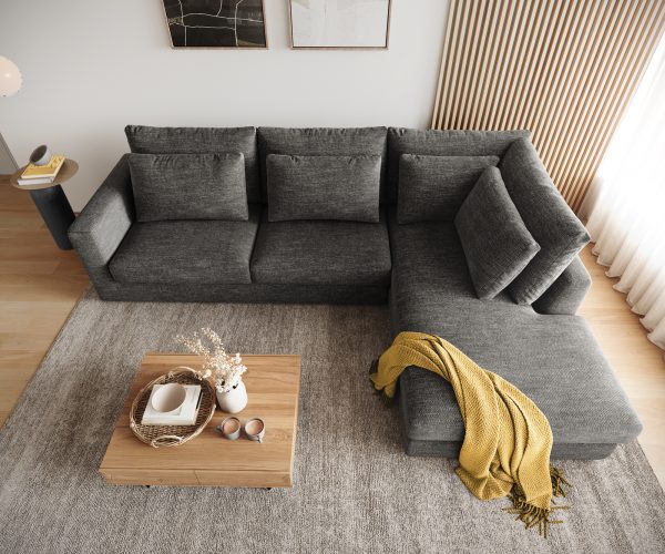 Sarokkanapé Isla 330x225 cm chenille antracit jobb oldali rekamié - Image 4