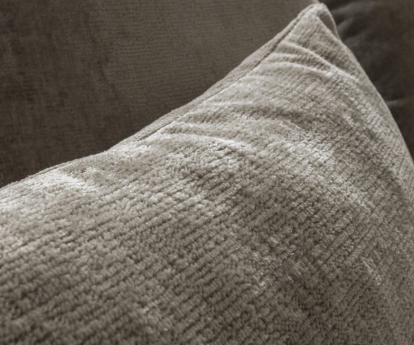Nagy kanapé Estrea 410x155 cm szövött szövet taupe kerek kanapé - Image 5