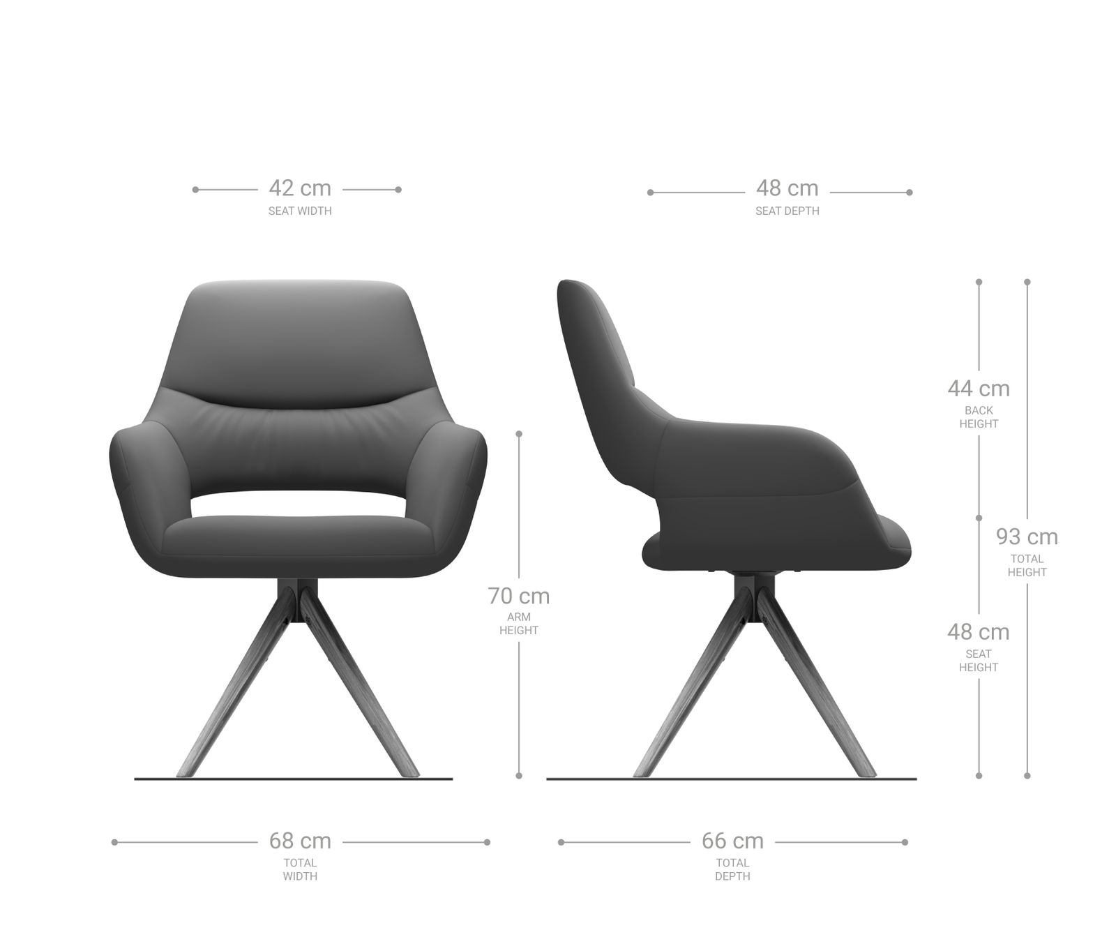 Jídelní židle Yago-Flex dřevěná podnož zaoblená kůže černý - Image 6