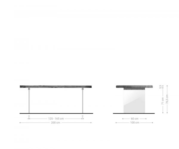 Étkezőasztal Edge 200x100 XL akác természetes üveg Live-Edge - Image 9