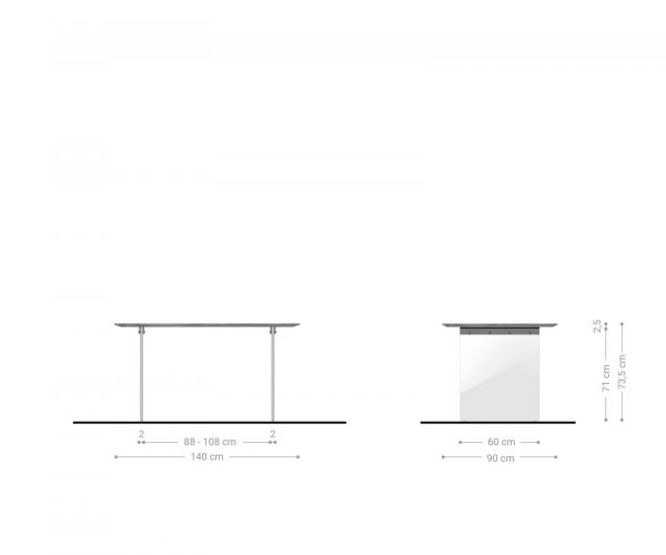 Jídelní stůl Edge 140x90 cm přírodní akácie skleněná podnož švýcarská hrana - Image 7