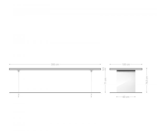 Étkezőasztal Edge 300x100 XL akác természetes üveg Live-Edge - Image 8