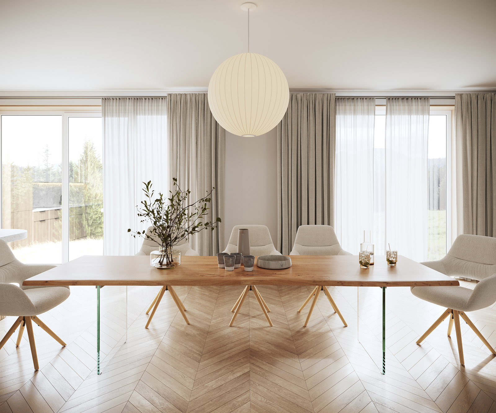 Étkezőasztal Edge 300x100 akác természetes üveg Live-Edge - Image 2