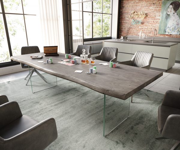 Jídelní stůl Edge 260x100 cm XL akácie platina