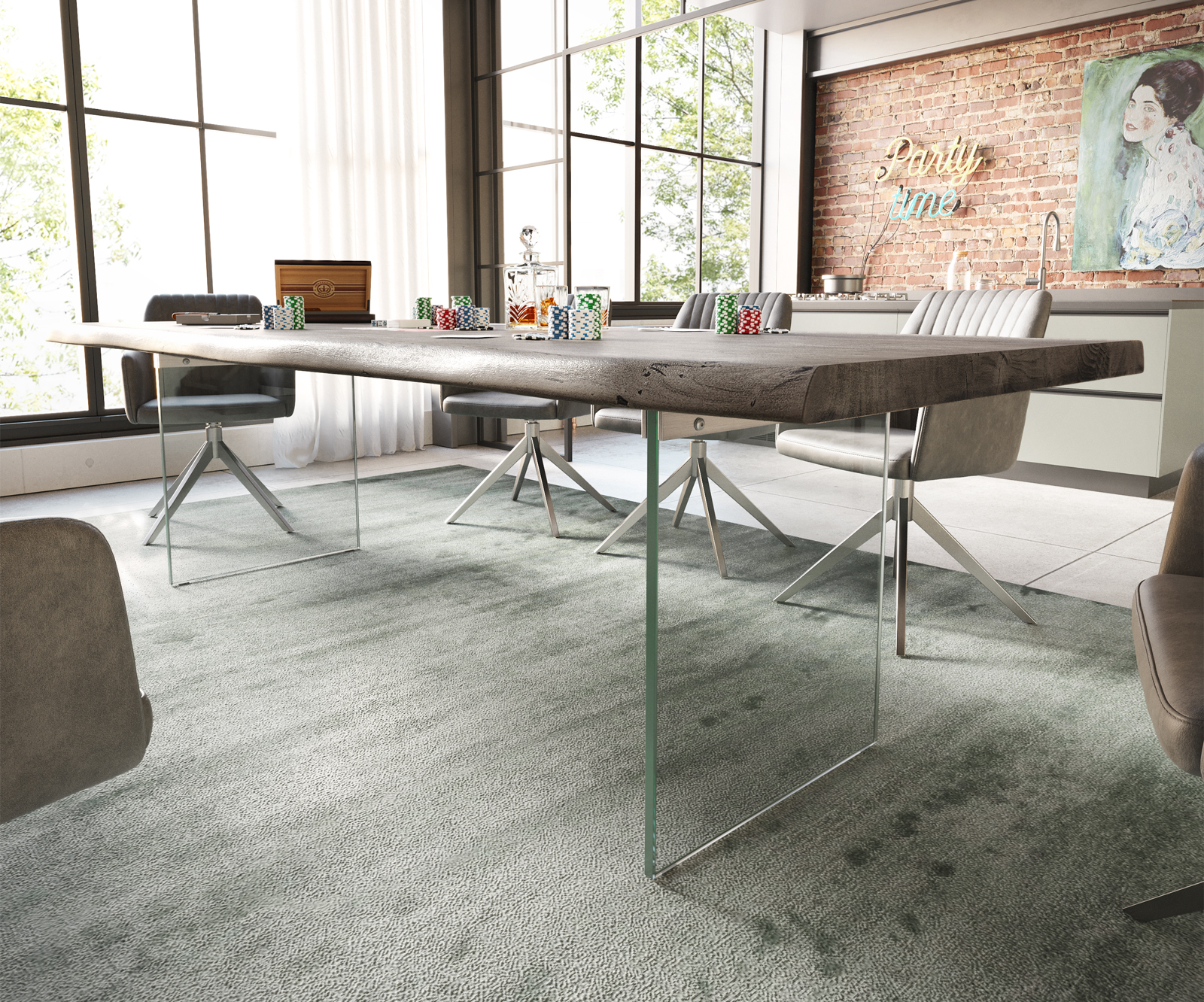 Jídelní stůl Edge 260x100 cm XL akácie platina - Image 4