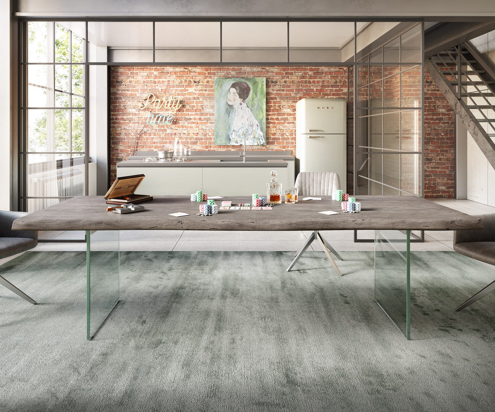 Jídelní stůl Edge 260x100 cm XL akácie platina - Image 6