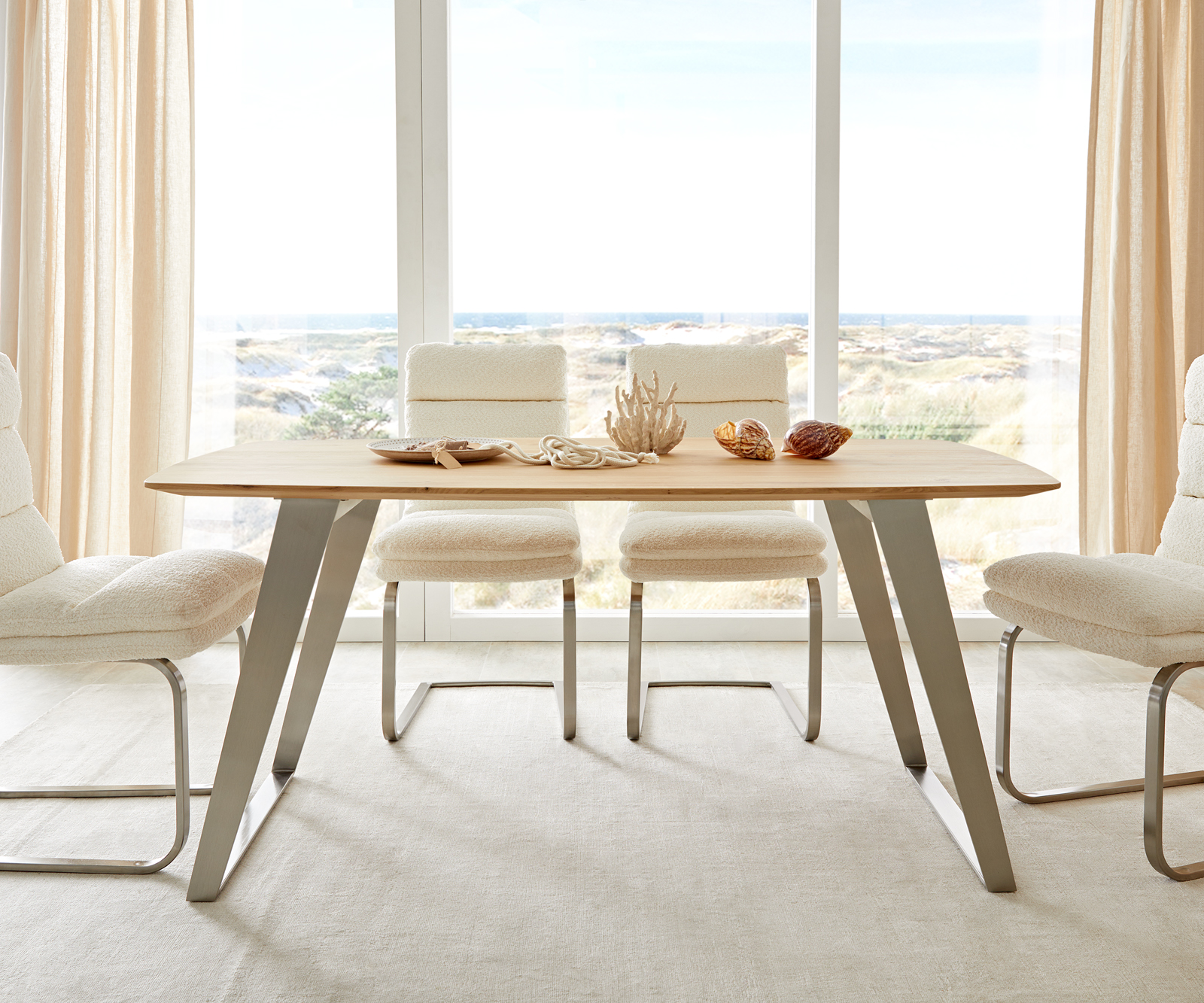 Jídelní stůl Edge 160x90 cm zaoblená přírodní dub švýcarská hrana - Image 2