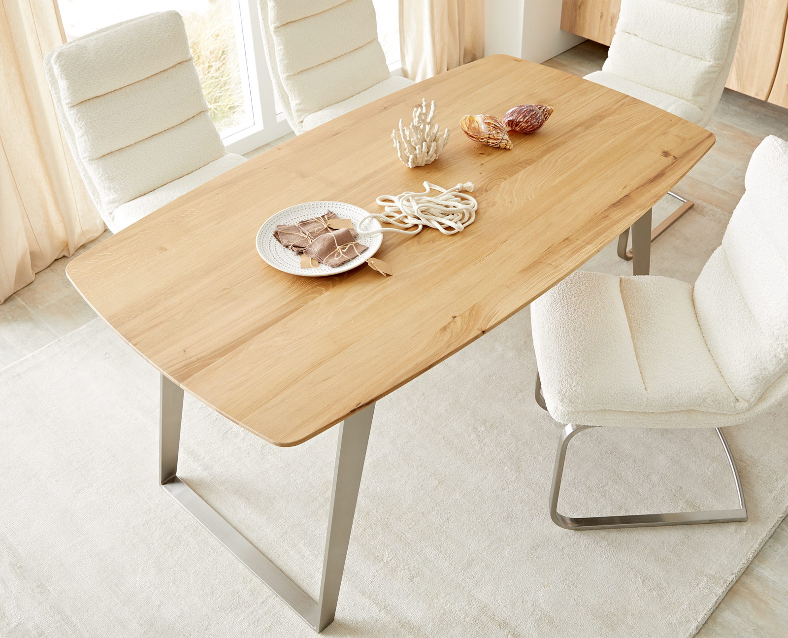 Jídelní stůl Edge 160x90 cm zaoblená přírodní dub švýcarská hrana - Image 4