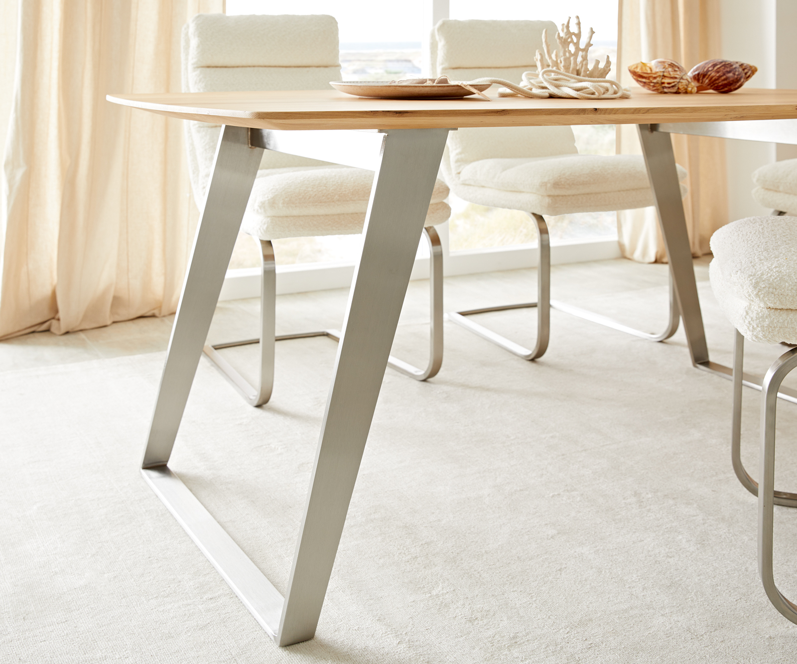 Jídelní stůl Edge 160x90 cm zaoblená přírodní dub švýcarská hrana - Image 5