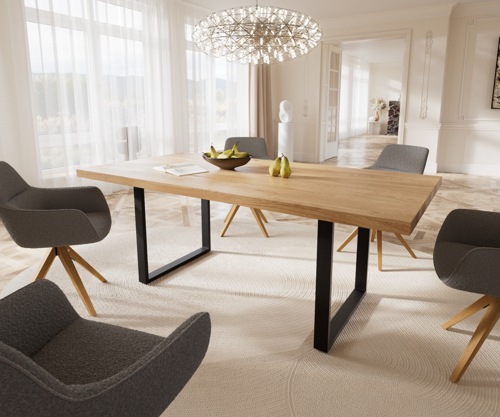 Jídelní stůl Edge 200x100 cm přírodní dub tenká podnož