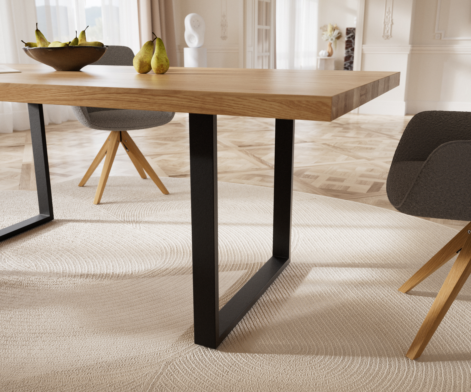 Jídelní stůl Edge 200x100 cm přírodní dub tenká podnož - Image 5