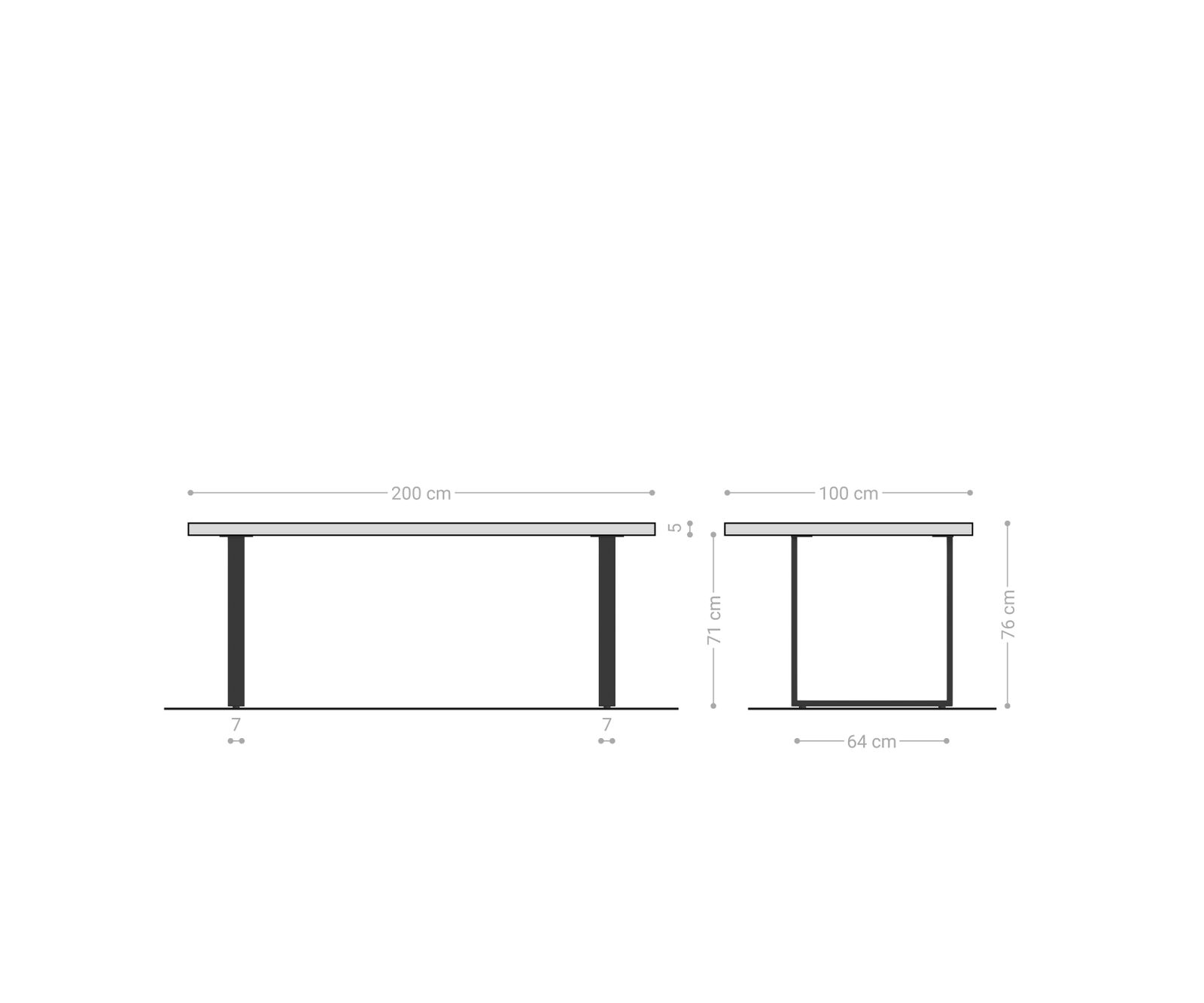 Jídelní stůl Edge 200x100 cm přírodní dub tenká podnož - Image 9