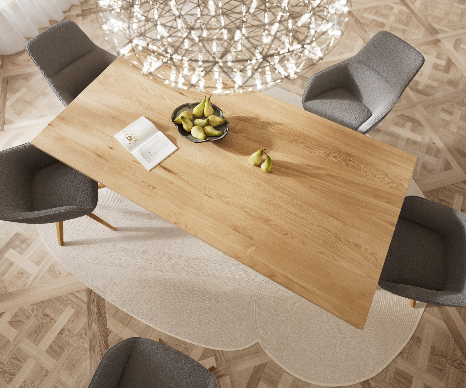 Jídelní stůl Edge 200x100 cm přírodní dub úzká podnož nerezová ocel - Image 7