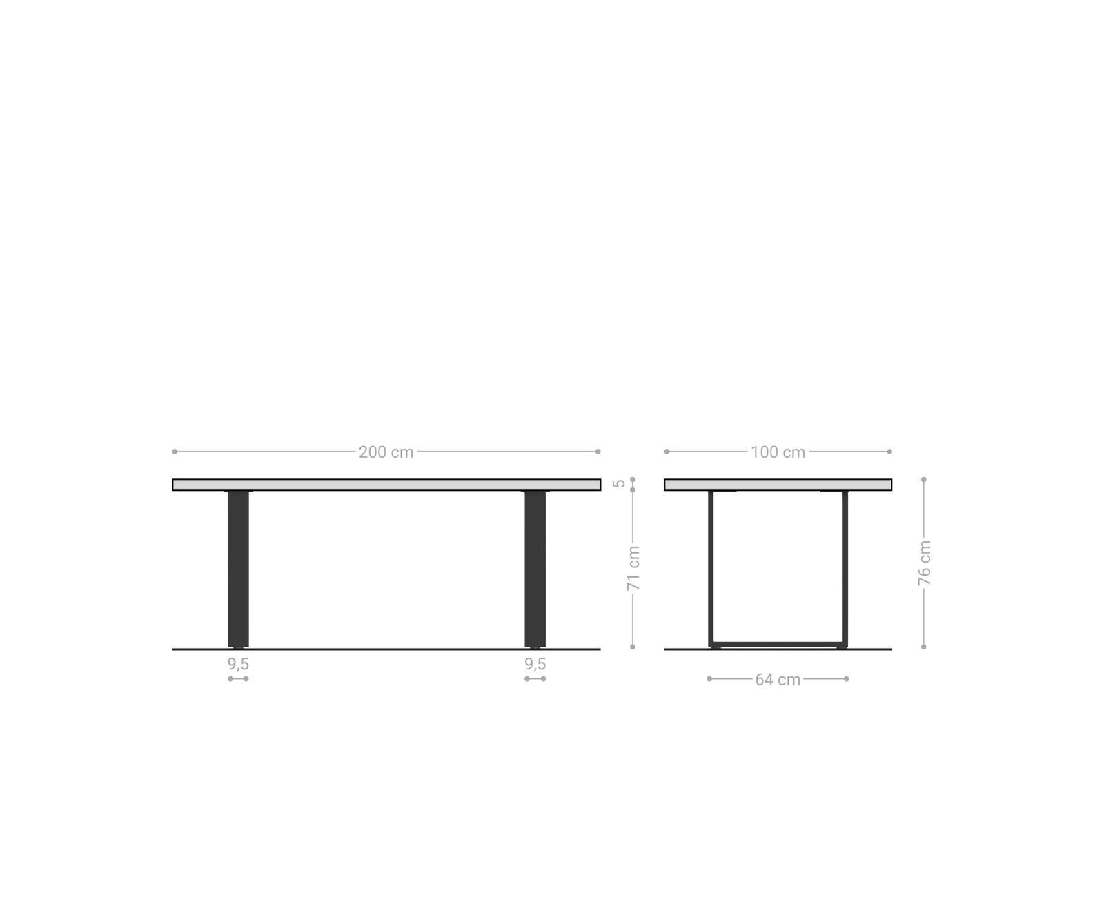 Jídelní stůl Edge 200x100 cm přírodní dub úzká podnož nerezová ocel - Image 9
