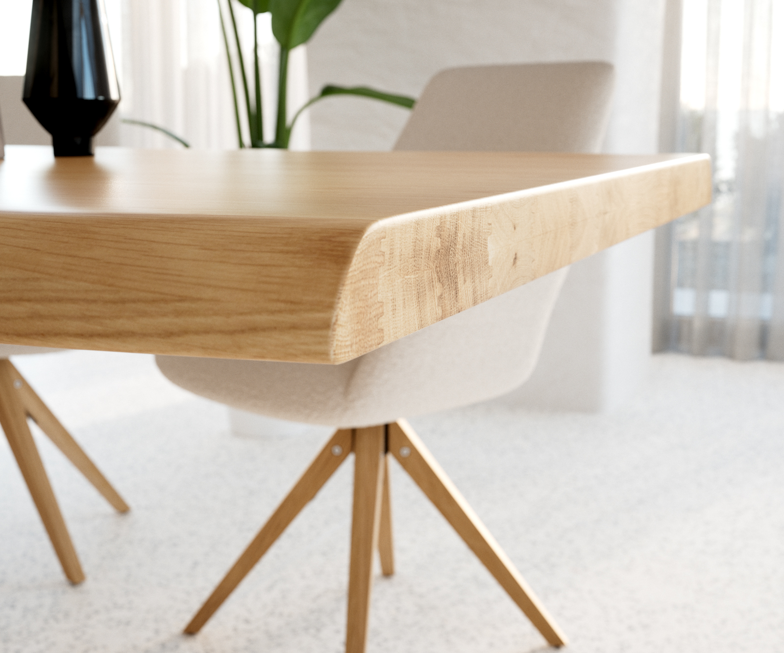 Étkezőasztal Edge 200x100 tölgy természetes rozsdamentes acél keskeny Live-Edge - Image 5