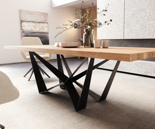 Jídelní stůl Edge 260x100 cm přírodní dub podnož plochá kov černá - Image 5