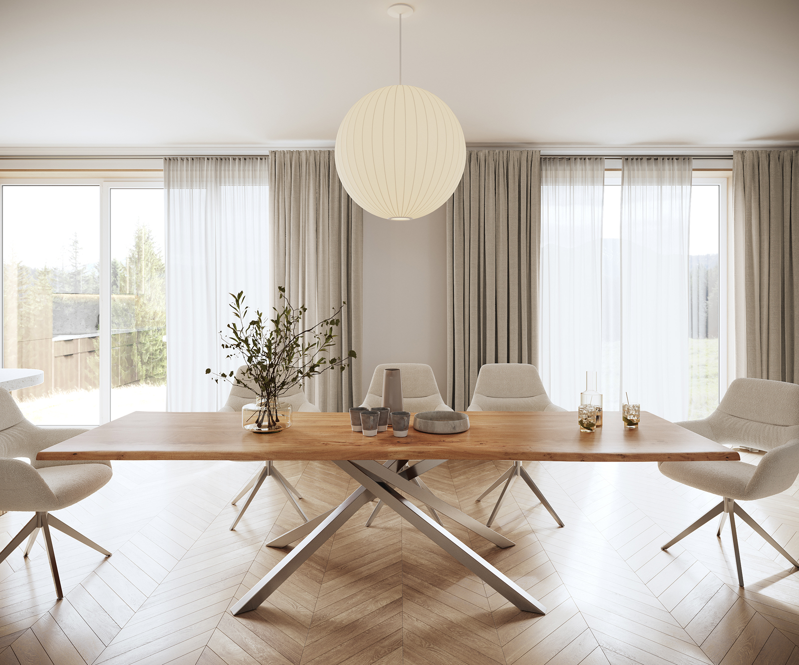 Étkezőasztal Edge 300x100 akác természetes kereszt láb téglalap rozsdamentes acél Live-Edge - Image 2