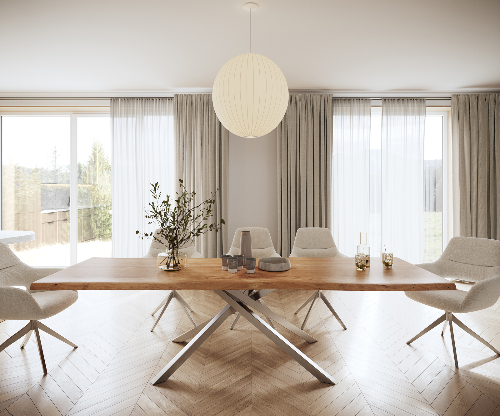 Étkezőasztal Edge 280x100 XL akác természetes kereszt láb téglalap rozsdamentes acél Live-Edge - Image 2