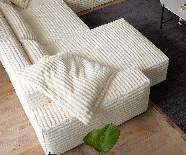 "U alakú kanapé Sirpio XL 360x260 cm plüss kordbársony bézs rekamié változtatható" - Image 5