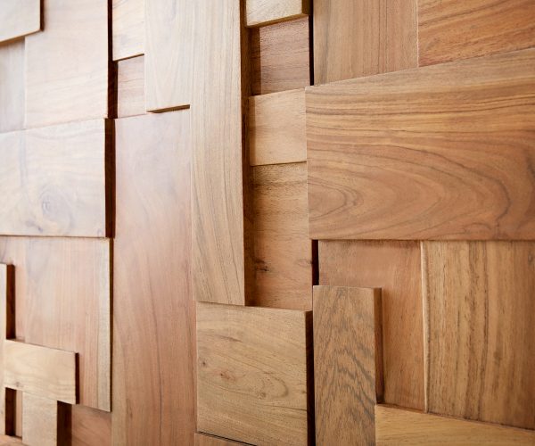 TV szekrény Puzzle 175 cm 4 ajtós akác természetes szögletes láb rozsdamentes acél - Image 3