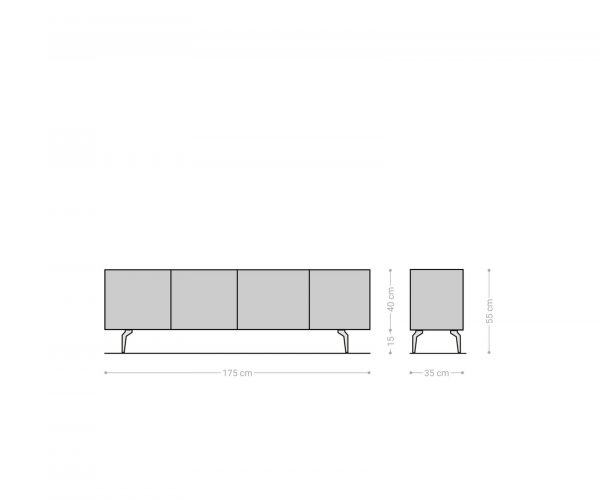 TV szekrény Puzzle 175 cm 4 ajtós akác természetes szögletes láb rozsdamentes acél - Image 6