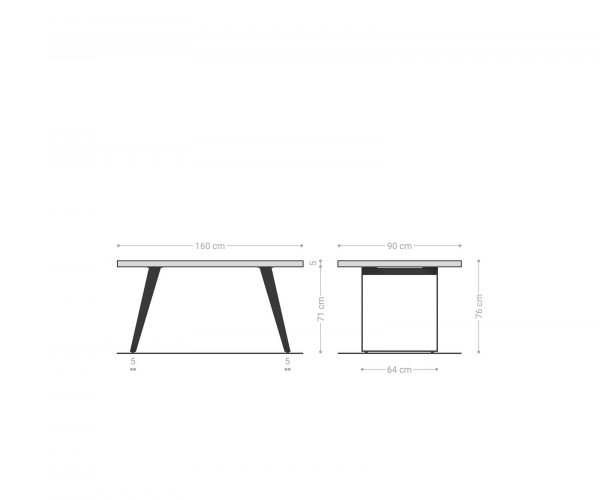 Jídelní stůl Edge 160x90 cm přírodní dub šikmá podnož kov černá - Image 7