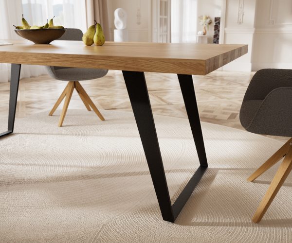Jídelní stůl Edge 200x100 cm přírodní dub šikmá podnož kov černá - Image 5