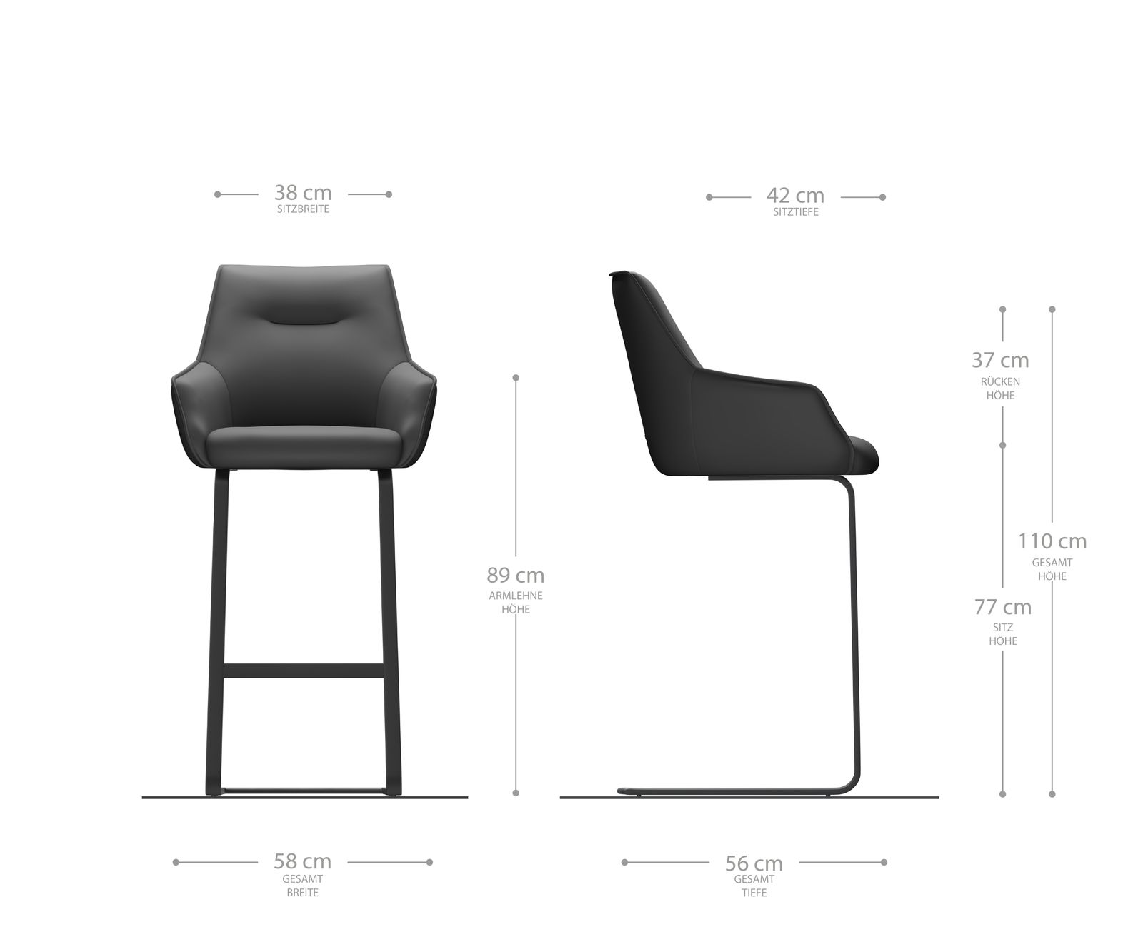 Bárszék Alja-Flex bouclé fehér étkezőszék lapos rozsdamentes acél zsákrugós - Image 6