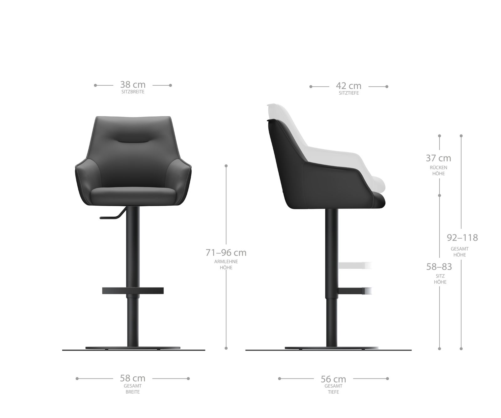Bárszék Alja-Flex bouclé fehér forgó láb magasságban állítható fém fekete forgatható zsákrugós - Image 6