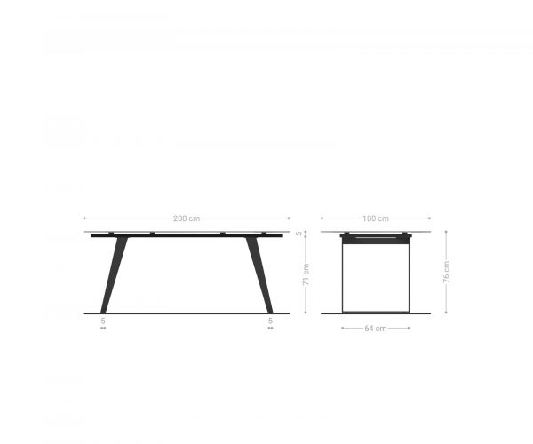 Étkezőasztal Edge 200x100 Laminam® kerámia Nero Greco antracit fém ferde fekete - Image 7