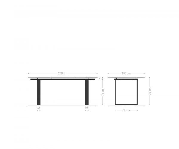 Étkezőasztal Edge hajóformájú 200x100 cm Laminam® Statuarietto fehér kerámia rozsdamentes acél keskeny - Image 7