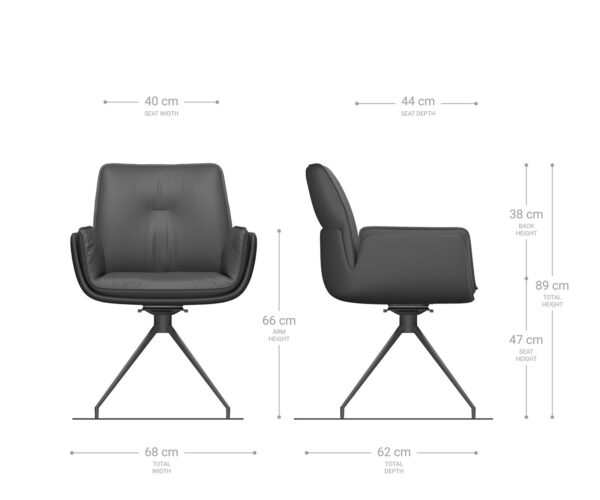 Étkezőszék Nela-Flex vegyes anyagok sötét bézs kereszt láb kúpos fekete 180° forgatható - Image 7