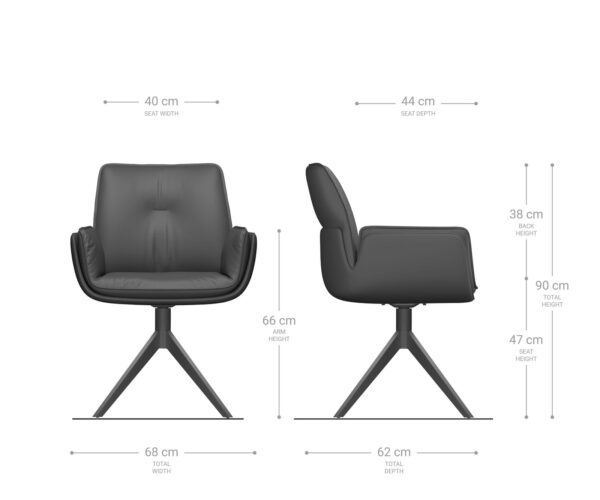 Étkezőszék Nela-Flex vegyes anyagok sötét bézs kereszt láb széles fekete 360° forgatható - Image 7